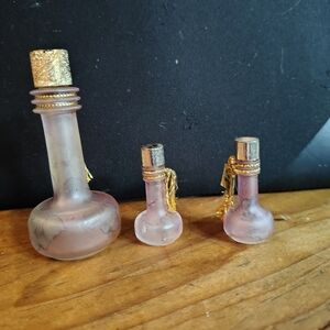 Elegant Frosted Glass Bottles Set - Gold and Silver Accents